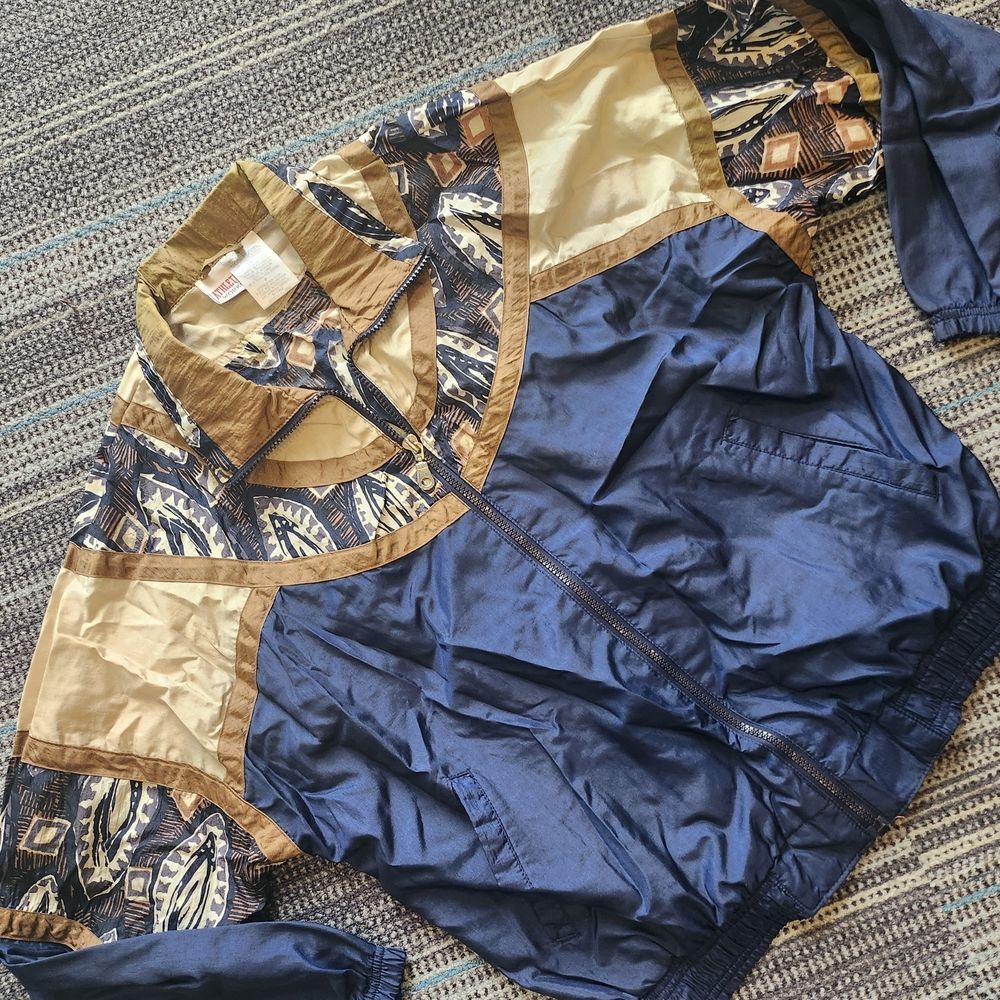 Vintage Blue and Gold Windbreaker Jacket By Athletic Works